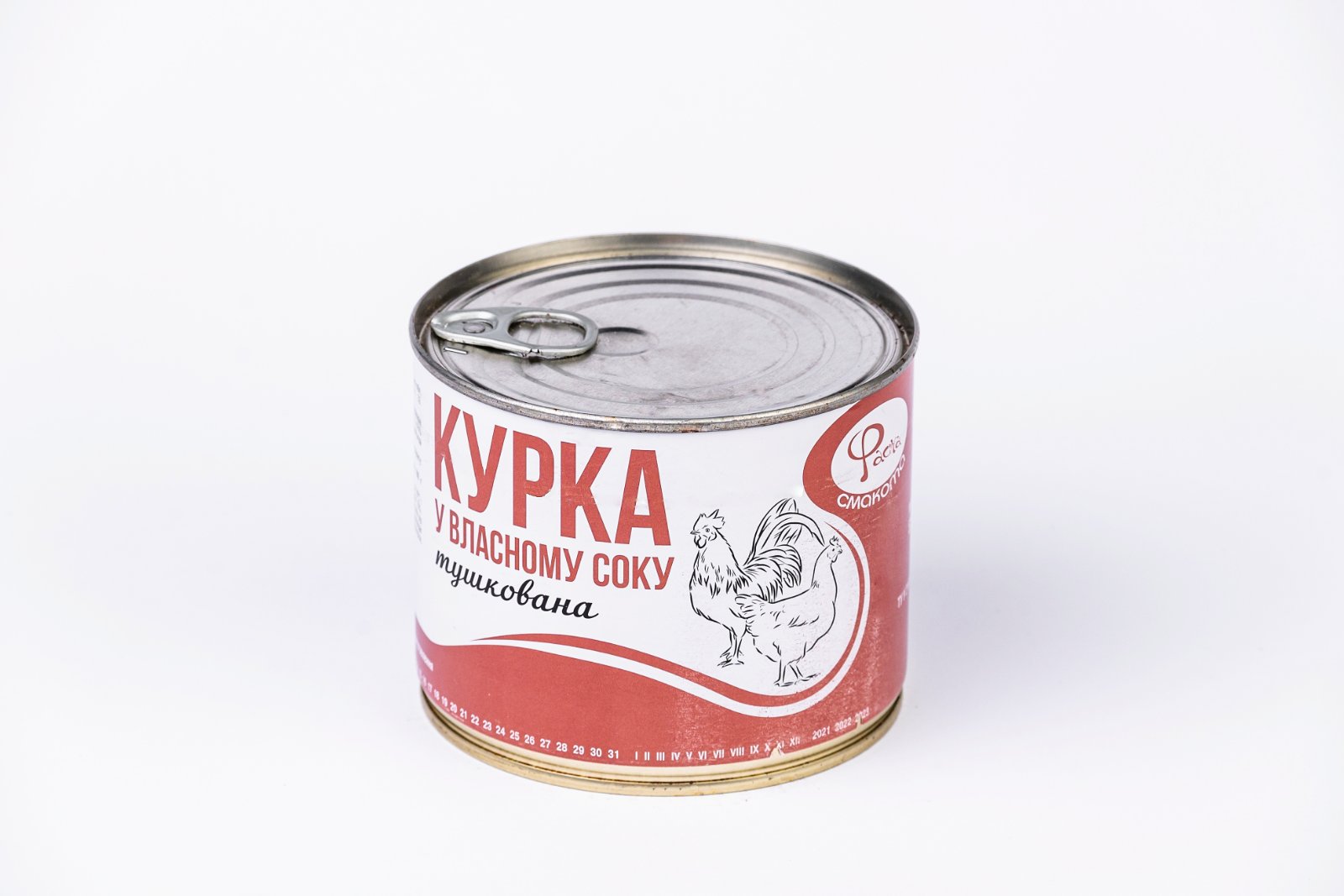 Курка Тушкована вищого сорту ТМ Файна Смакота металева банка 525 г,